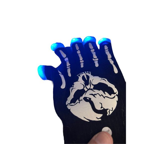 Light-Up Skull Gloves Adult One Size Fits Most Replaceable Batteries Case Of 24 - Picture 11 of 13